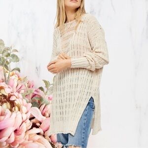 Free People Pretty In Pointelle Sweater Daydream Combo Size Small~ NWT